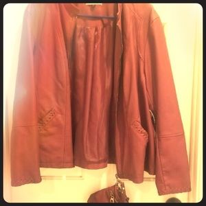 Faux leather jacket and matching wristlet